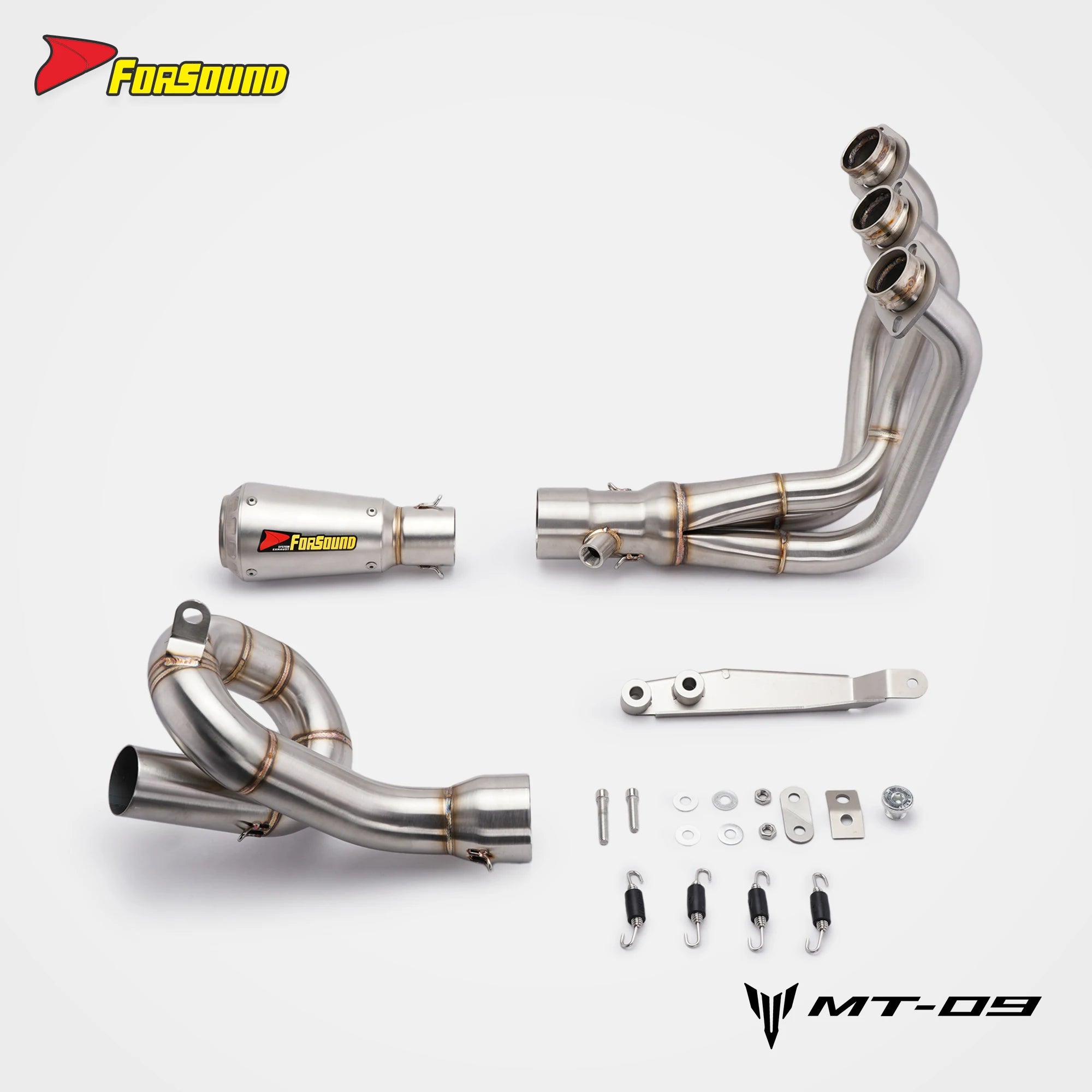 For YAMAHA MT09 2014-2020 Motorcycle Full Exhaust System Stainless Steel Spiral Style Slip-On Installation Modified Exhaust Pipe