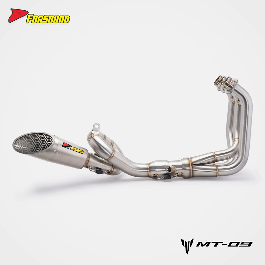 For YAMAHA MT09 2014-2020 Motorcycle Full Exhaust System Stainless Steel Spiral Style Slip-On Installation Modified Exhaust Pipe
