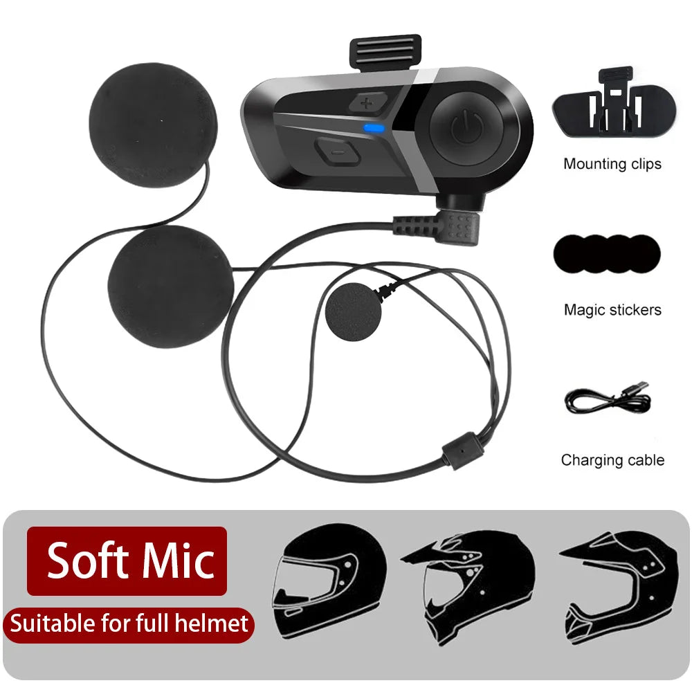 Bluetooth 5.3 Helmet Headset Wireless Hands-free Call Phone Kit Motorcycle Waterproof Earphone Music Player Speaker Moto