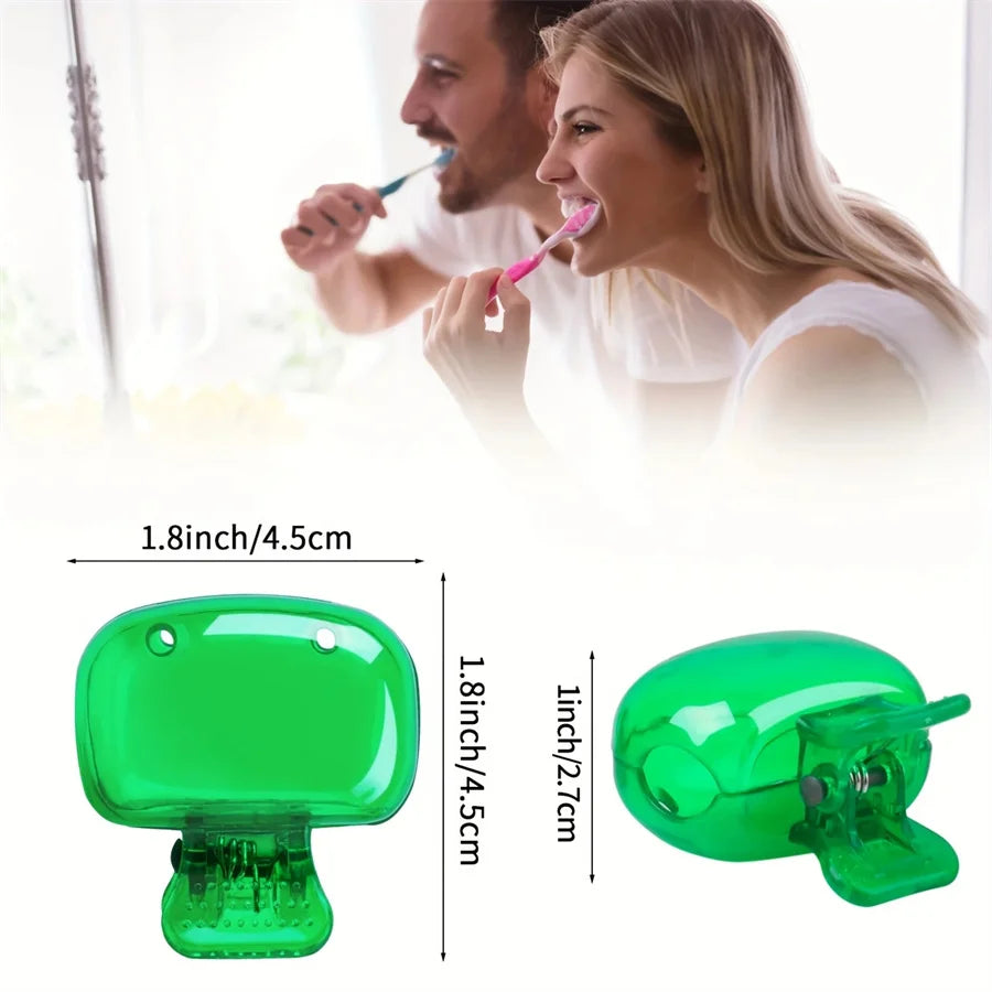2-piece Travel Toothbrush Cover - Sanitary and Breathable Toothbrush Protective Cover, Waterproof and Reusable for Bathroom and Portable Use (BPA Free Plastic, Compact Buckle Design) Color Random