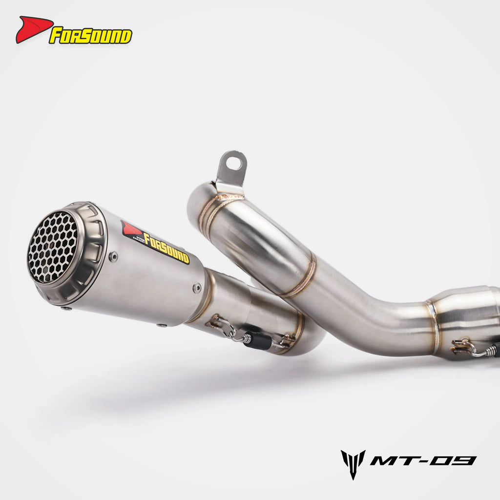 For YAMAHA MT09 2014-2020 Motorcycle Full Exhaust System Stainless Steel Spiral Style Slip-On Installation Modified Exhaust Pipe