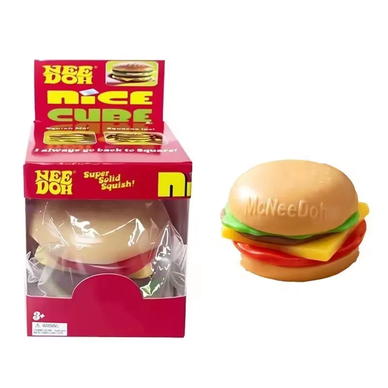 Needoh Dr Pepper Nice Cube & Dream Drop Sensory Toy Hamburger for Autism ADHD Squishy Stress Relief Anxiety Squeeze Pull Toy