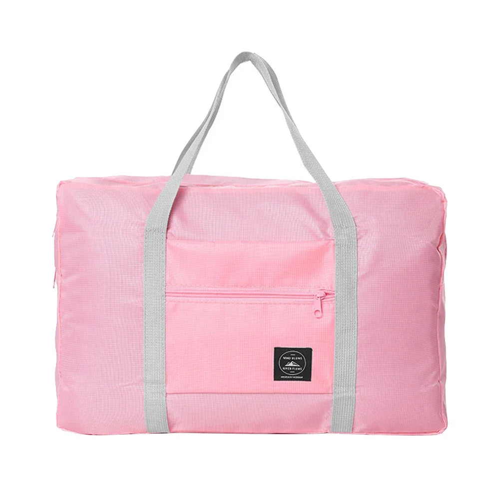 Solid Color Waterproof Folding Travel Bag Lightweight Large Capacity Luggage Bag
