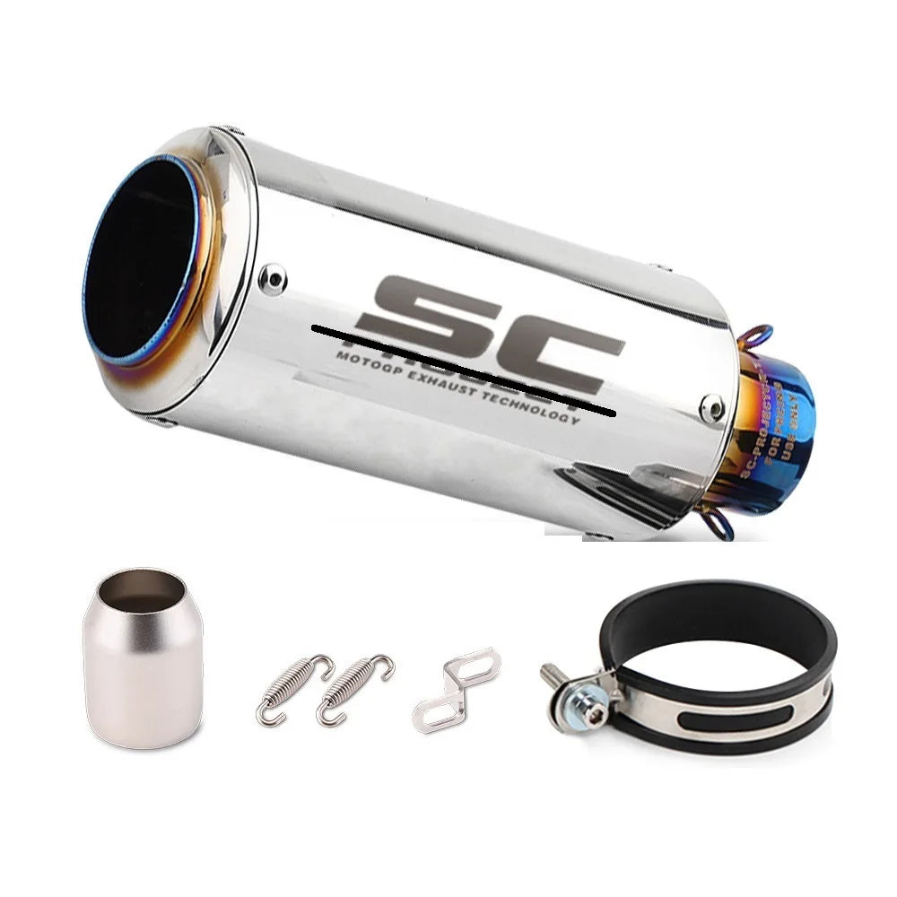 For Yamaha Kawasaki Universal Motorcycle Accessorie model Stainless Steel SC modified straight exhaust pipe 51MM/60MM interface