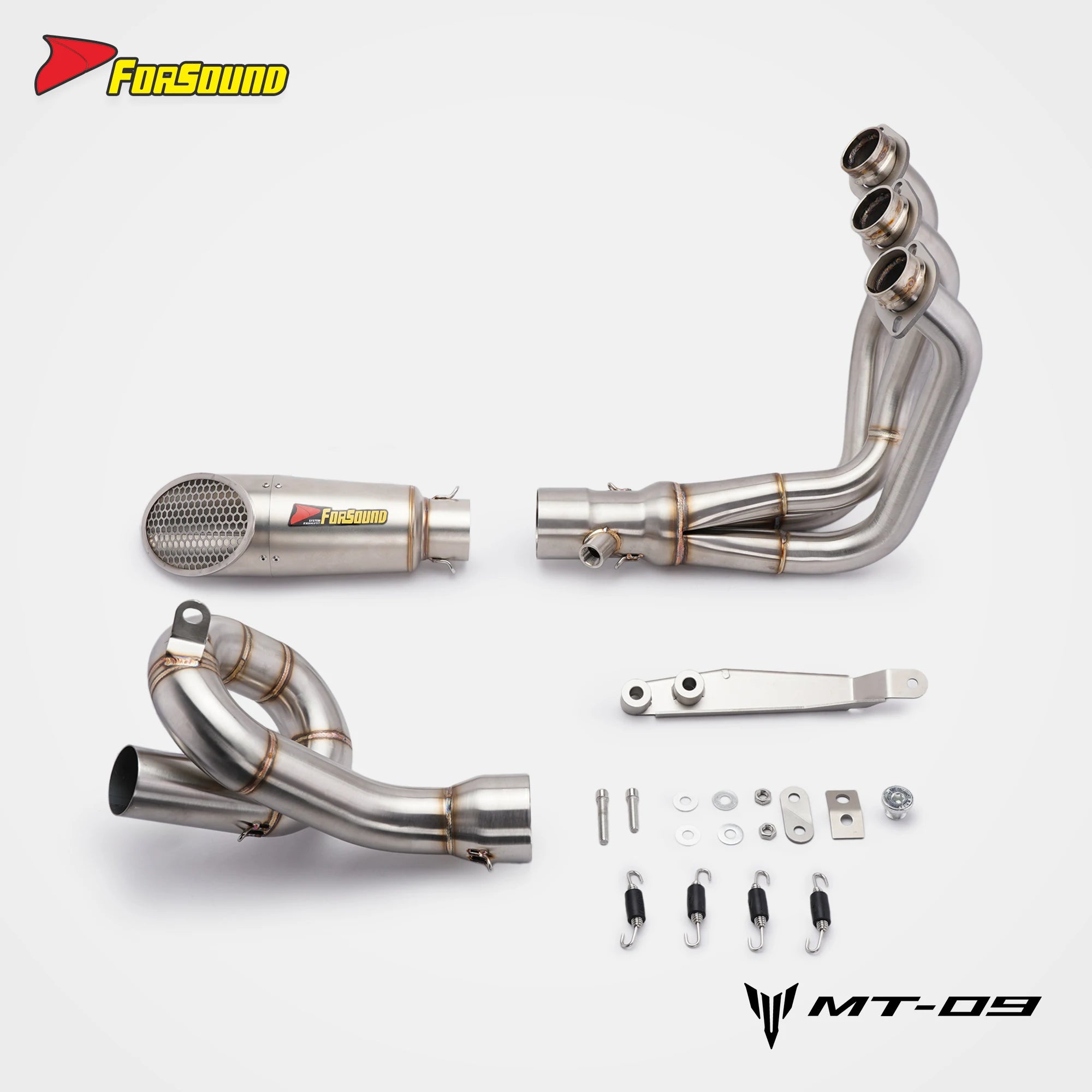 For YAMAHA MT09 2014-2020 Motorcycle Full Exhaust System Stainless Steel Spiral Style Slip-On Installation Modified Exhaust Pipe