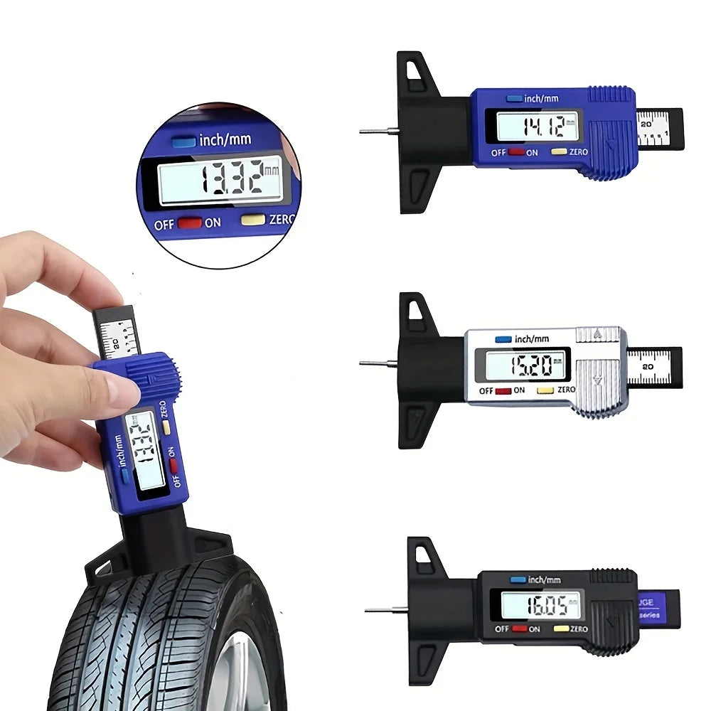 Digital Car Tyre Thickness Gauges Depth Meter For Safe Auto Tyre Tread Monitoring Tyre Wear Detection Measure Caliper Instrument
