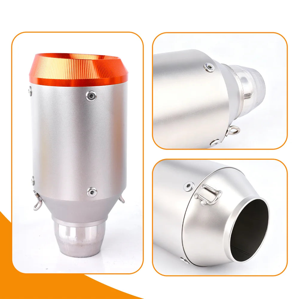 51mm Inlet Motorcycle Modified Escape Pipe Stainless Steel Slip On Exhaust Tail Pipe Universal For Most Motorcycles Scooters