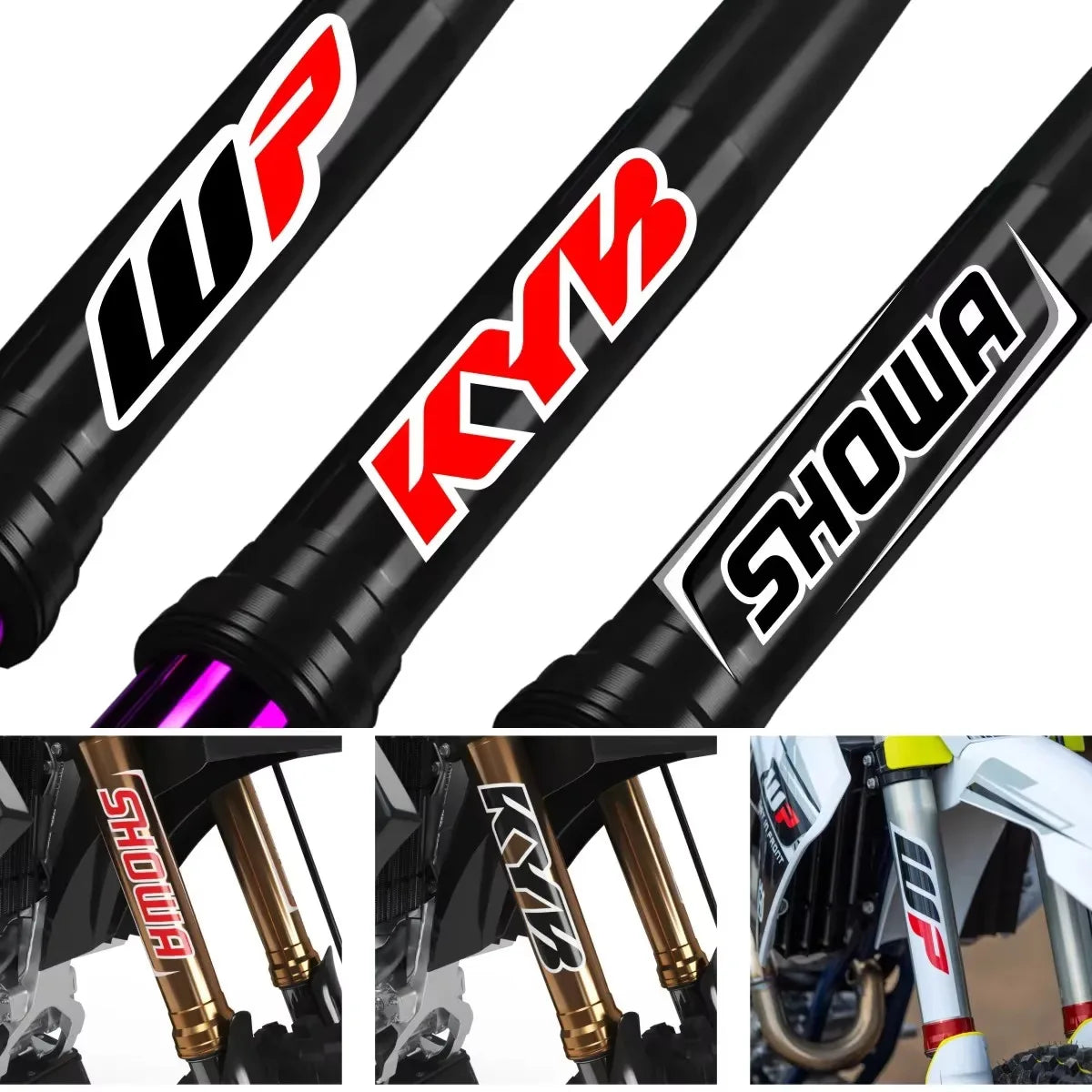1 Pair Motorcycle Front Fork Stickers Motocross Waterproof Decal for Showa KYB WP Shocks Cool Vinyl Durable Suspension Decals