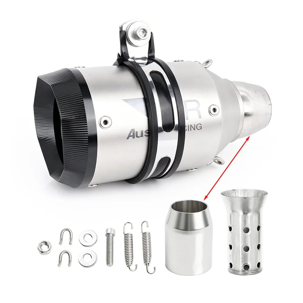 51mm Inlet Motorcycle Modified Escape Pipe Stainless Steel Slip On Exhaust Tail Pipe Universal For Most Motorcycles Scooters