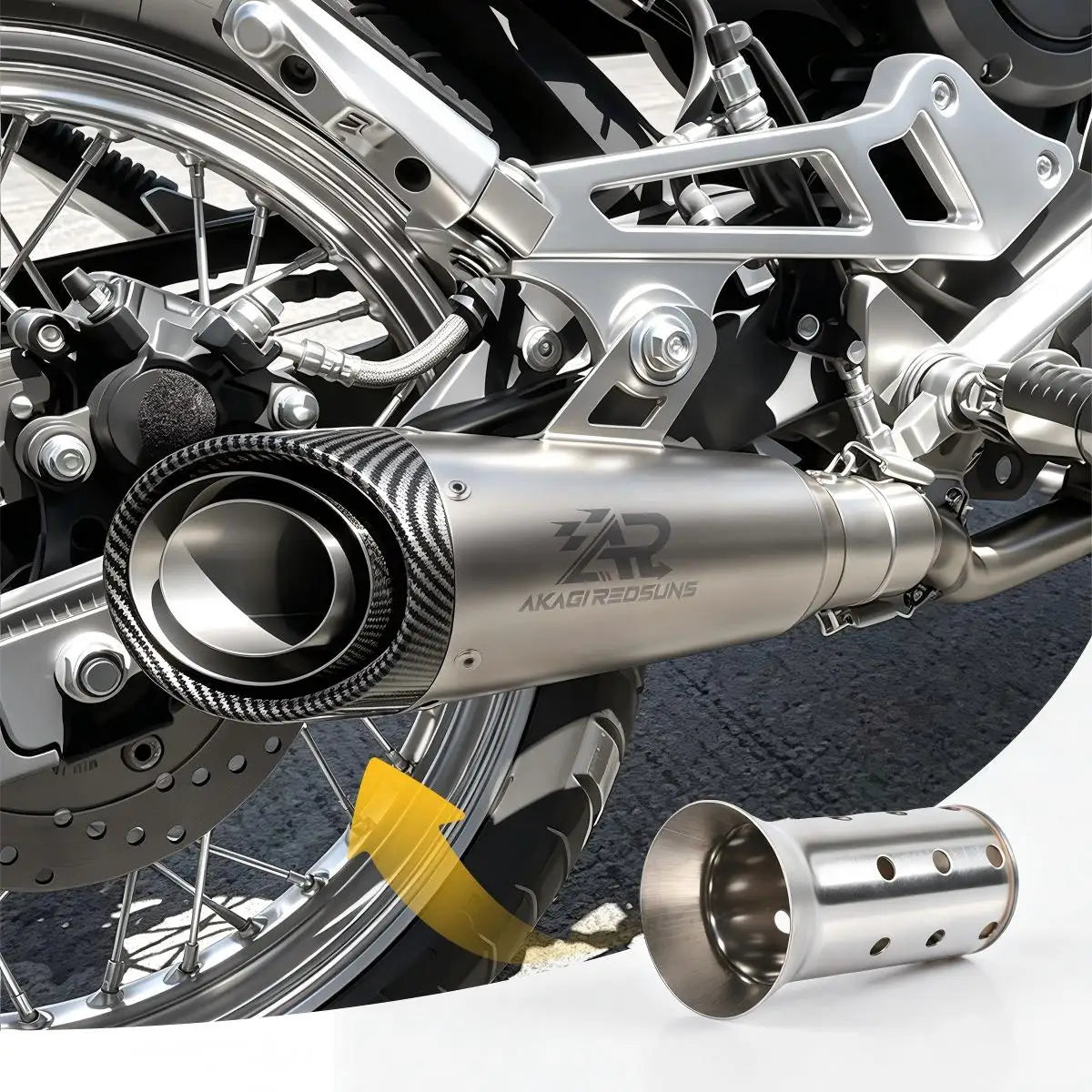 Motorcycle Stainless Steel Exhaust Pipe, 51mm Universal Caliber, Supplied With DB Killer, For Yamaha GY6 Scooters