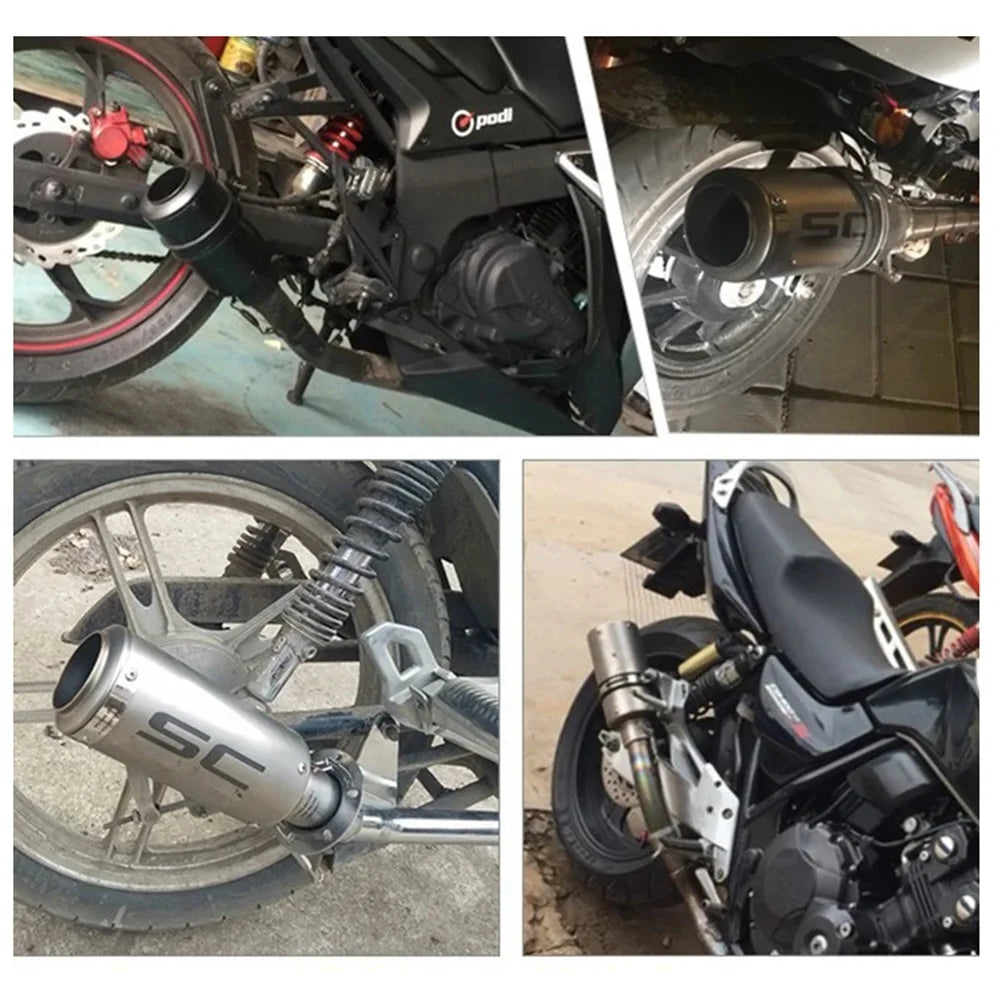 For Yamaha Kawasaki Universal Motorcycle Accessorie model Stainless Steel SC modified straight exhaust pipe 51MM/60MM interface